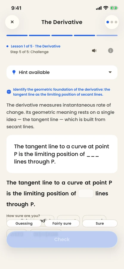 The same notes as an Acuide lesson: The Derivative, lesson 1 of 5