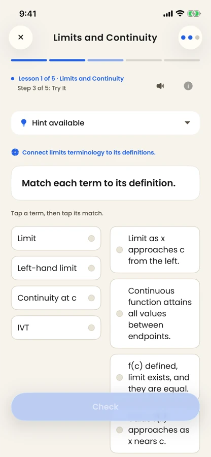 Acuide practice question matching equations to physical laws